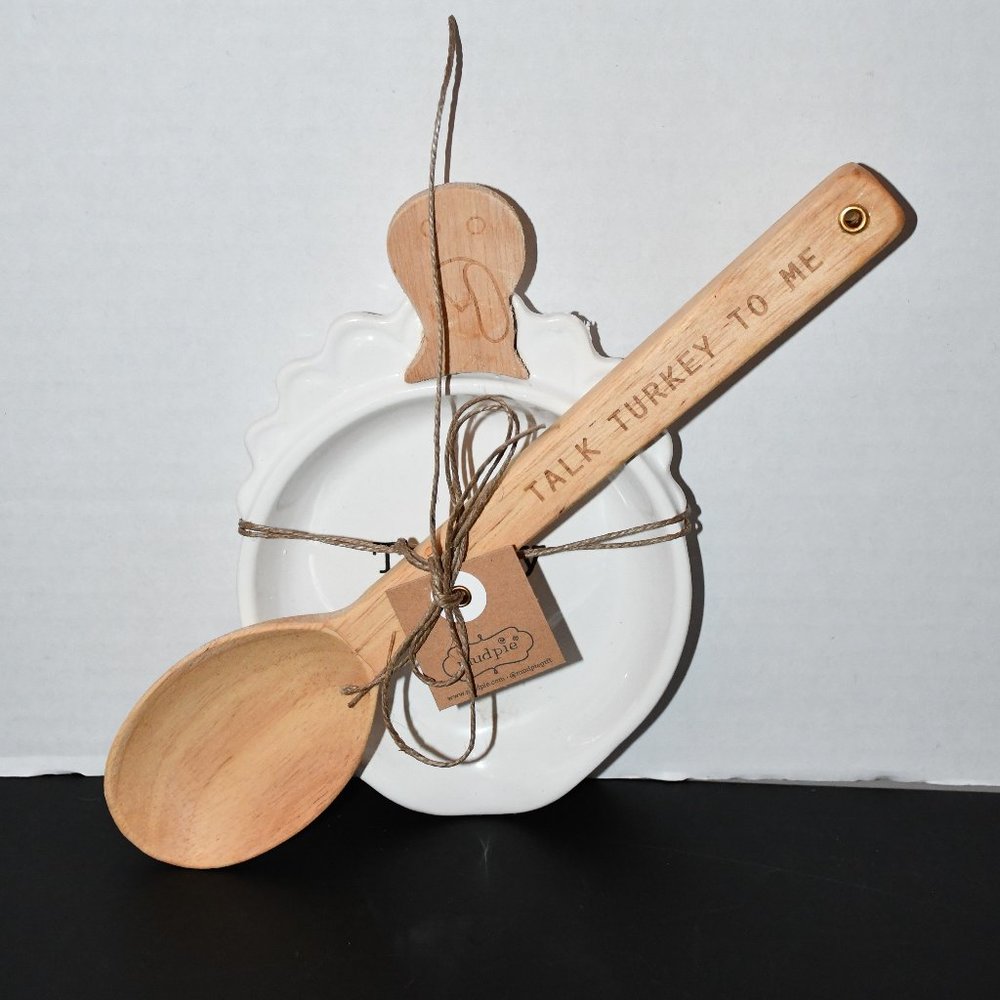 Mud Pie Festive Fall collection Turkey Spoon Rest 2-piece Set #413000024 nwt